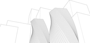 3D resimli soyut şehir manzarası