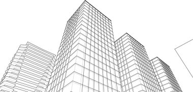 3D resimli soyut şehir manzarası