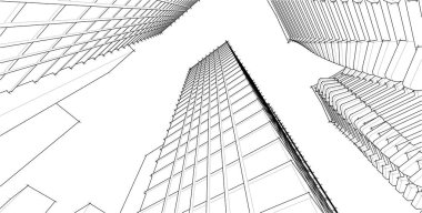 3D resimli soyut şehir manzarası