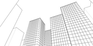 3D resimli soyut şehir manzarası