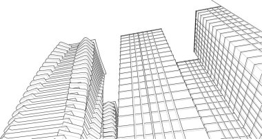 3D resimli soyut şehir manzarası