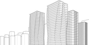 3D resimli soyut şehir manzarası