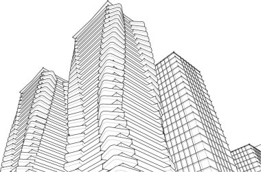 3D resimli soyut şehir manzarası