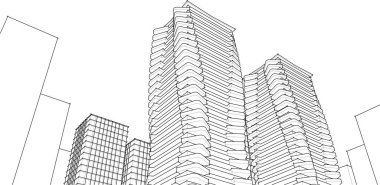 3D resimli soyut şehir manzarası