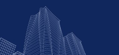 Soyut kentsel manzara kenti 3D illüstrasyon