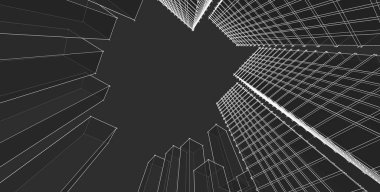 Soyut kentsel manzara kenti 3D illüstrasyon