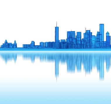 Soyut kentsel manzara kenti 3D illüstrasyon