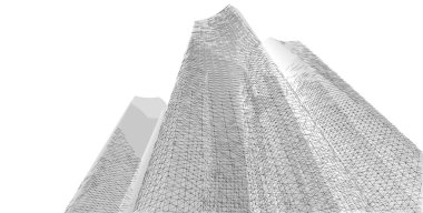 Soyut kentsel manzara kenti 3D illüstrasyon