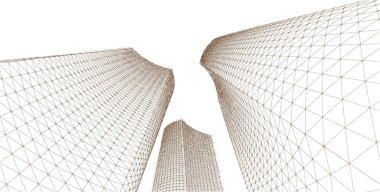 Soyut kentsel manzara kenti 3D illüstrasyon