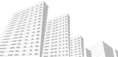 Soyut kentsel manzara kenti 3D illüstrasyon