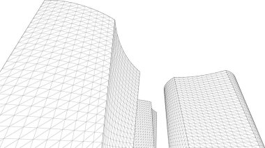 3D resimli soyut şehir manzarası