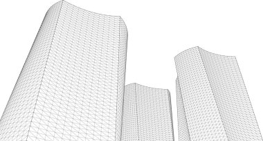 3D resimli soyut şehir manzarası