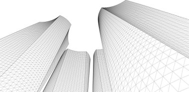 3D resimli soyut şehir manzarası