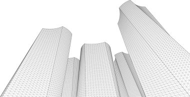 3D resimli soyut şehir manzarası