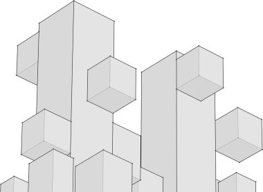 soyut modüler mimari arkaplan 3d illüstrasyon