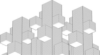 soyut modüler mimari arkaplan 3d illüstrasyon