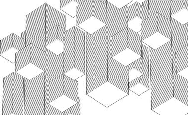 soyut modüler mimari arkaplan 3d illüstrasyon