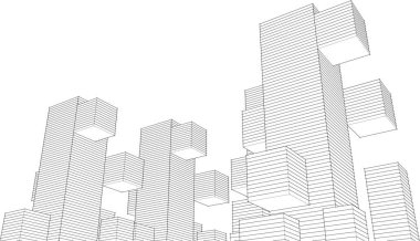 soyut modüler mimari arkaplan 3d illüstrasyon