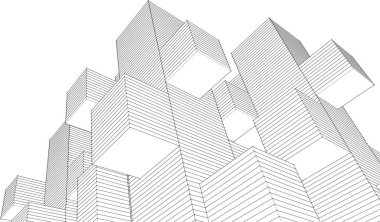 soyut modüler mimari arkaplan 3d illüstrasyon