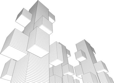 soyut modüler mimari arkaplan 3d illüstrasyon