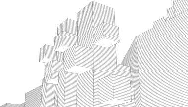 soyut modüler mimari arkaplan 3d illüstrasyon