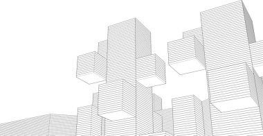 soyut modüler mimari arkaplan 3d illüstrasyon