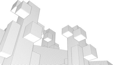 soyut modüler mimari arkaplan 3d illüstrasyon