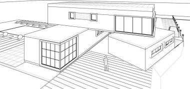 ev mimarisi projesi çizimi 3d illüstrasyon