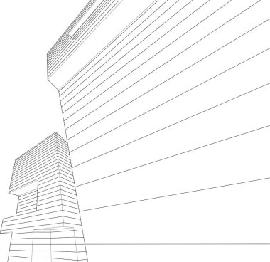 soyut modüler mimari 3d illüstrasyon