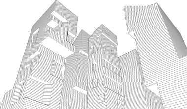 soyut modüler mimari 3d illüstrasyon