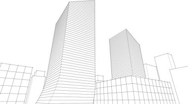 soyut modüler mimari 3d illüstrasyon