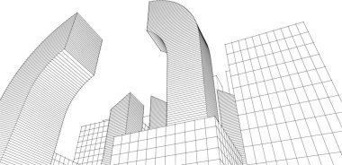 soyut modüler mimari 3d illüstrasyon