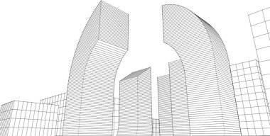 soyut modüler mimari 3d illüstrasyon