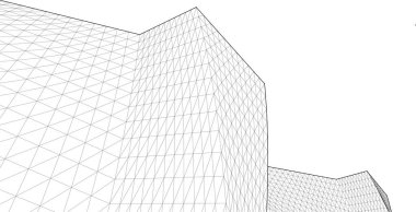 soyut modüler mimari 3d illüstrasyon