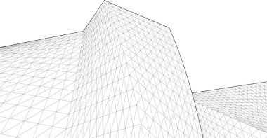 soyut modüler mimari 3d illüstrasyon