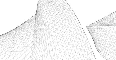 soyut modüler mimari 3d illüstrasyon