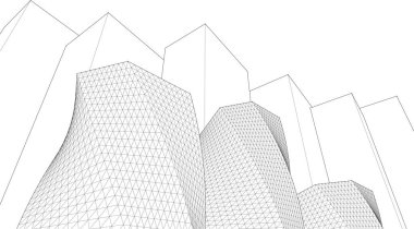 soyut modüler mimari 3d illüstrasyon