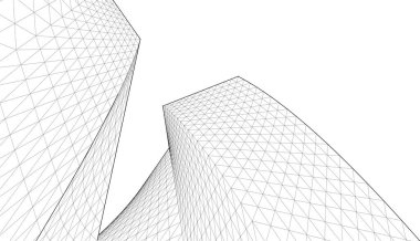 soyut modüler mimari 3d illüstrasyon