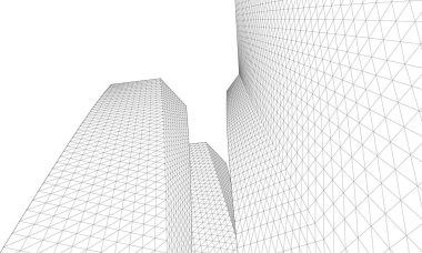 soyut modüler mimari 3d illüstrasyon