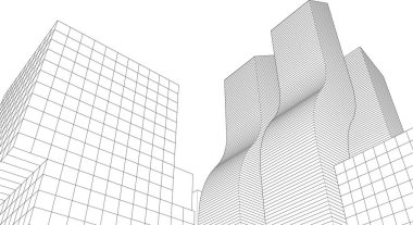 soyut modüler mimari 3d illüstrasyon