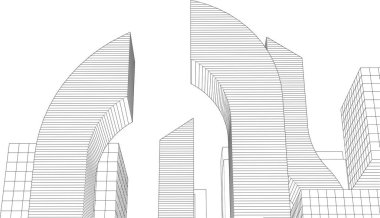 soyut modüler mimari 3d illüstrasyon