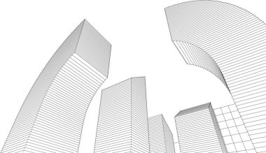 soyut modüler mimari 3d illüstrasyon