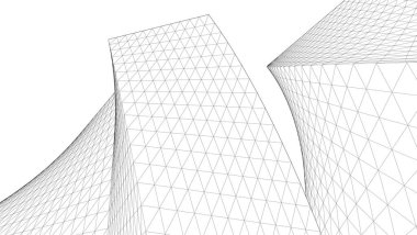 soyut modüler mimari 3d illüstrasyon