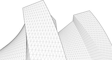 soyut modüler mimari 3d illüstrasyon