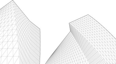 soyut modüler mimari 3d illüstrasyon