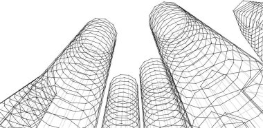 soyut modüler mimari 3d illüstrasyon