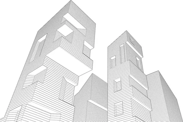 soyut modüler mimari 3d illüstrasyon