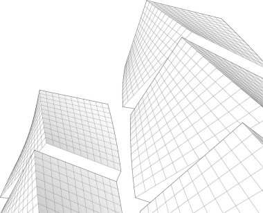 soyut modüler mimari 3d illüstrasyon