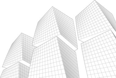 soyut modüler mimari 3d illüstrasyon