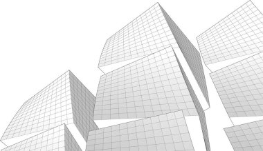 soyut modüler mimari 3d illüstrasyon